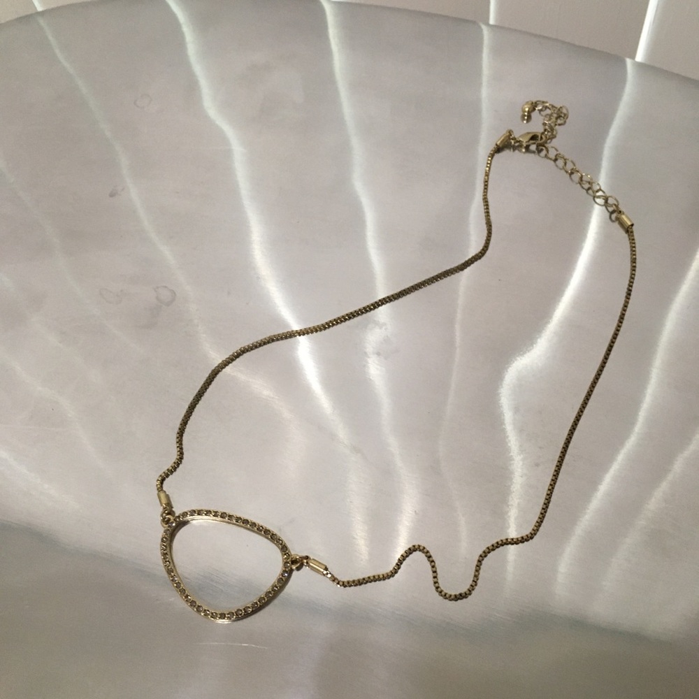 Abstract Oval Gold CZ Diamond Reversible Necklace